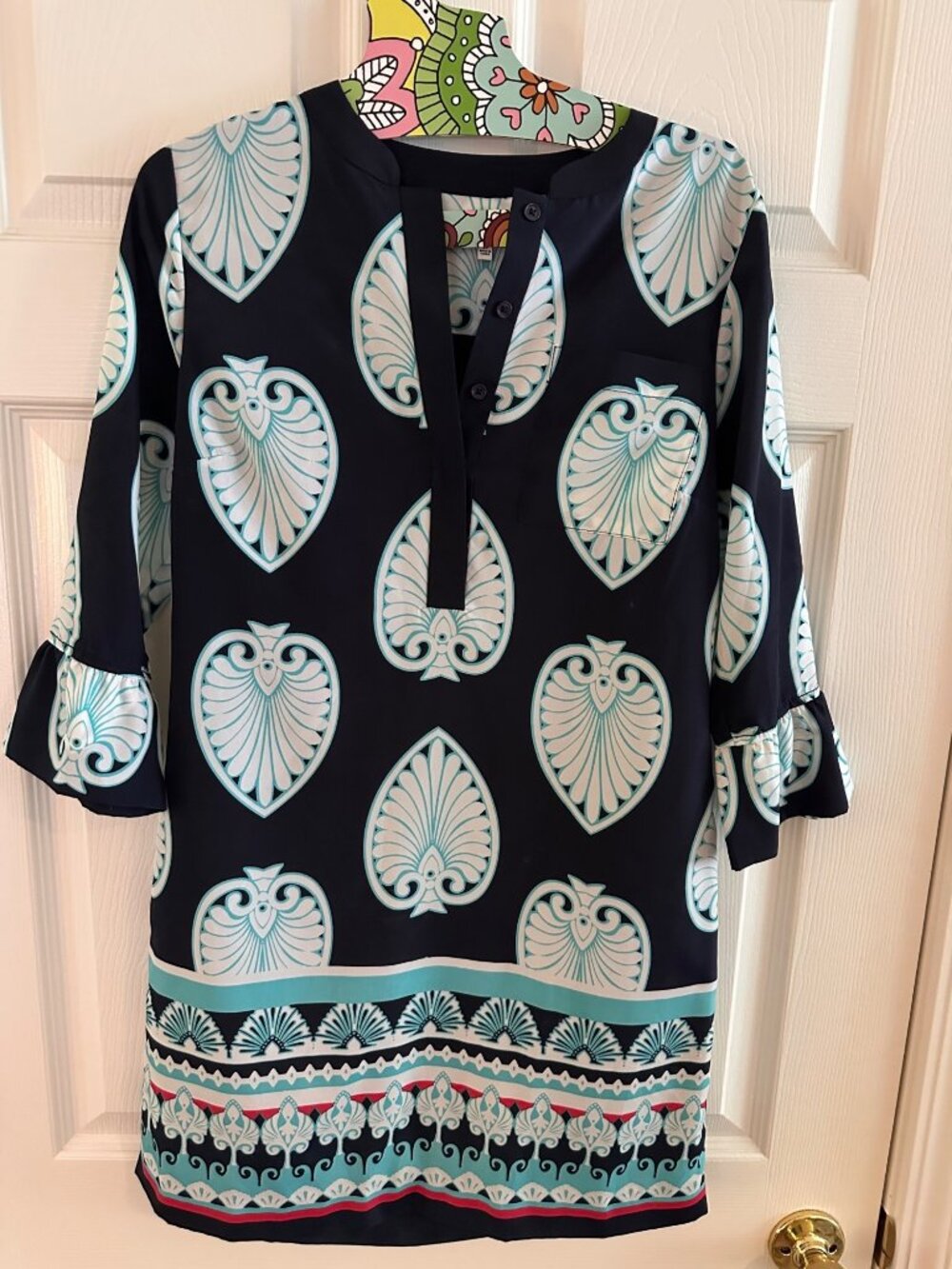 Crown & Ivy navy and teal dress size petite 2